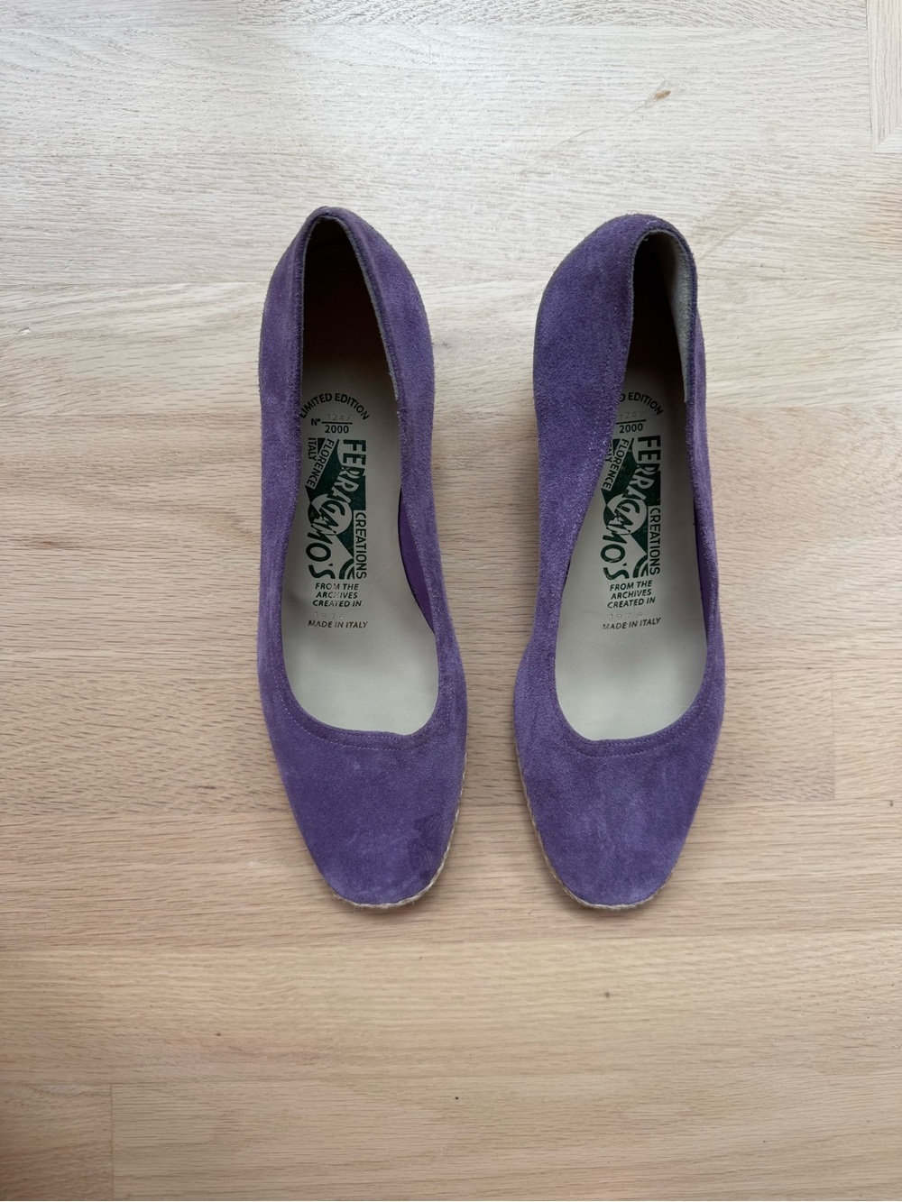 Salvatore Ferragamo Creations Purple Suede Women’s suede Platform pumps size 9
